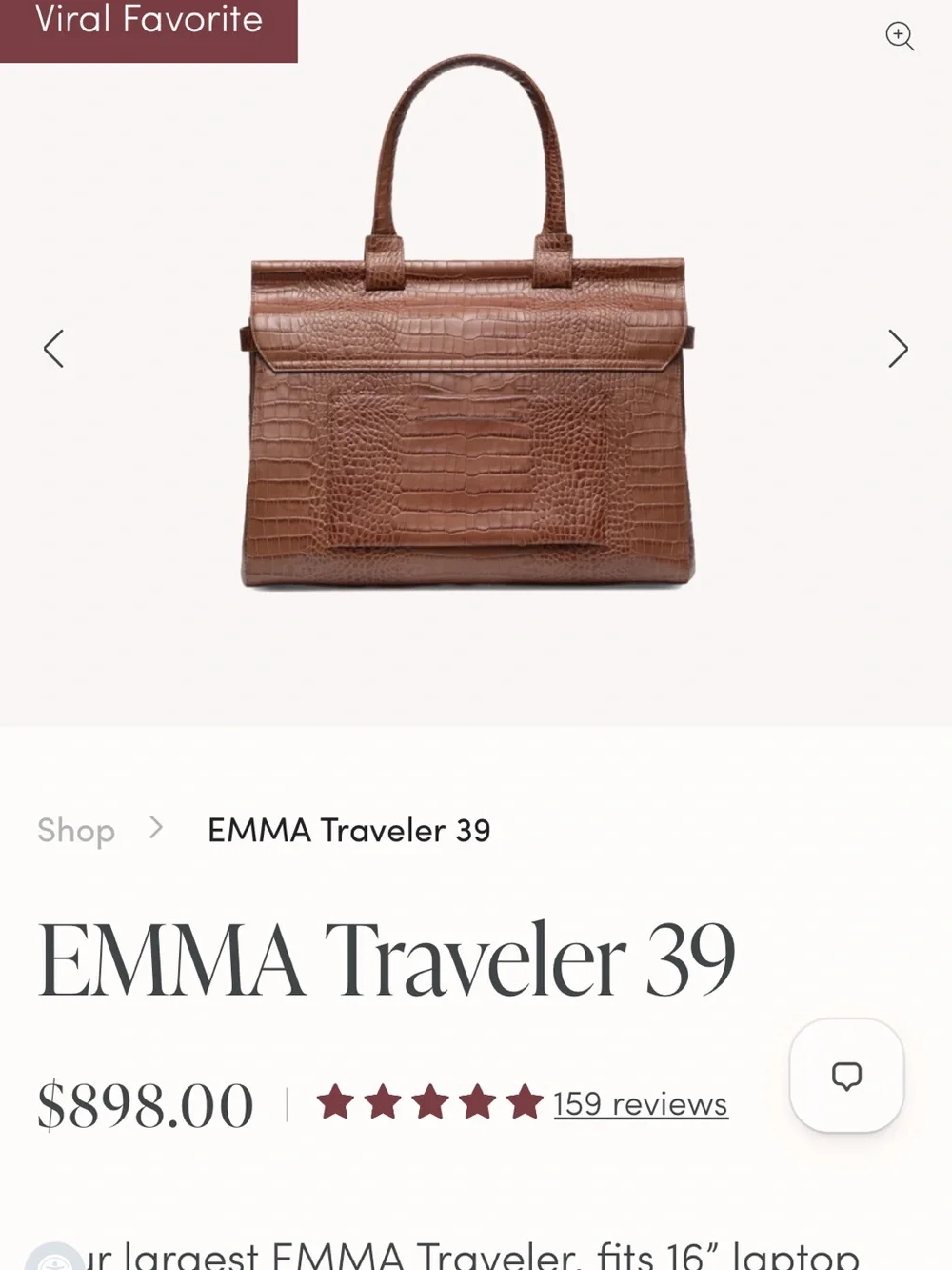 JEMMA Emma Traveler Bag Croc-Embossed Brown Laptop Tote